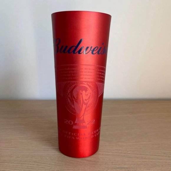 Pair of FIFA World Cup Qatar 2022 Budweiser Original Aluminum Tumblers Glasses - Picture 4 of 6